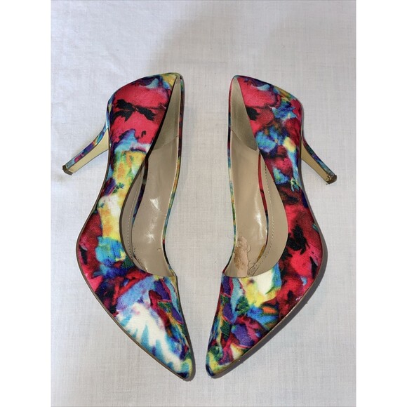 BCBGeneration Dress Pumps Women’s Size 7.5 Medium Multicolor Floral Slip On - Picture 1 of 12